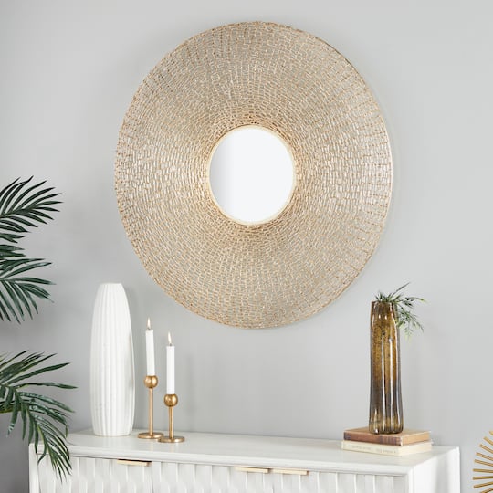 CosmoLiving by Cosmopolitan Gold Iron Contemporary Wall Mirror